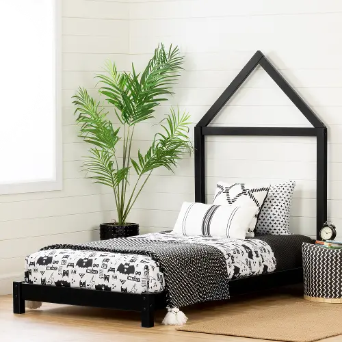 Black wooden deals twin bed frame