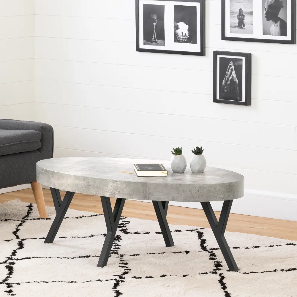 12668 City Life Concrete and Black Coffee Table - South Shore-1