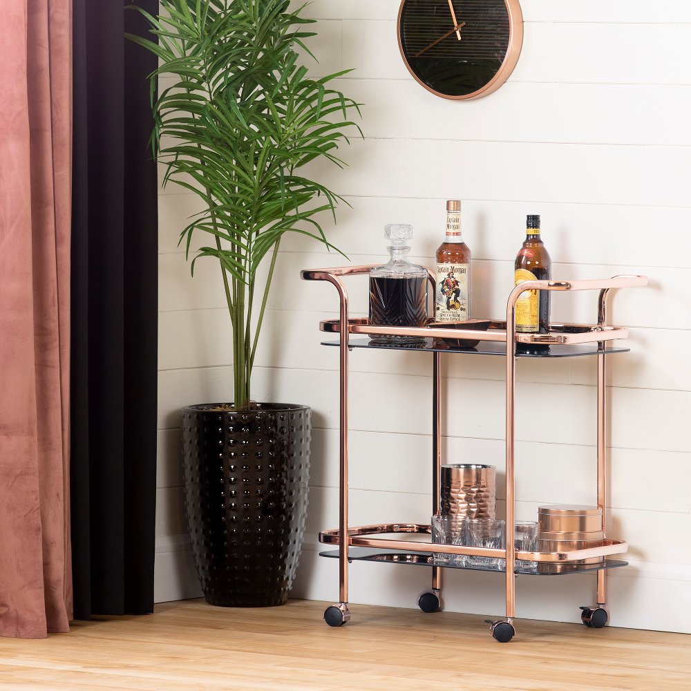 Maliza Rose Gold Bar Cart - South Shore