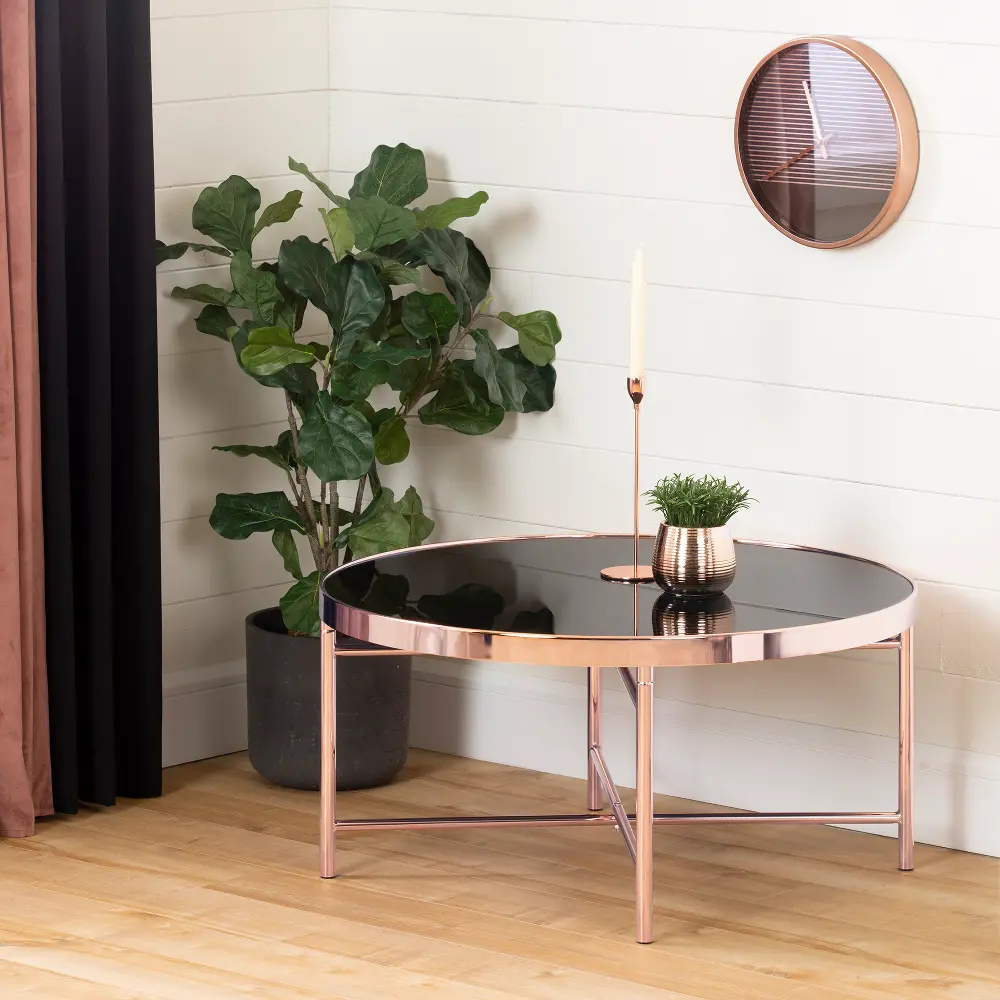 12880 Glam Rose Gold & Glass Coffee Table - Maliza-1