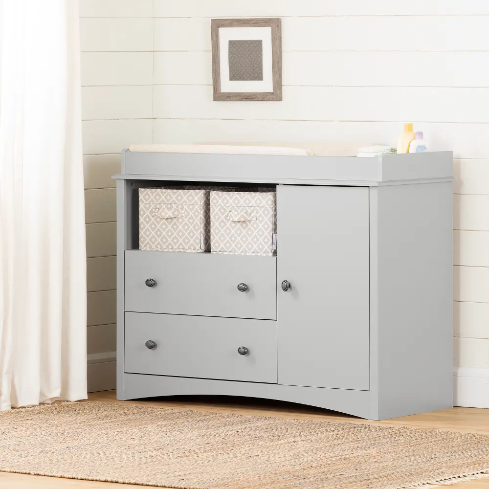 13249 Soft Gray Changing Table- Peek A Boo-1