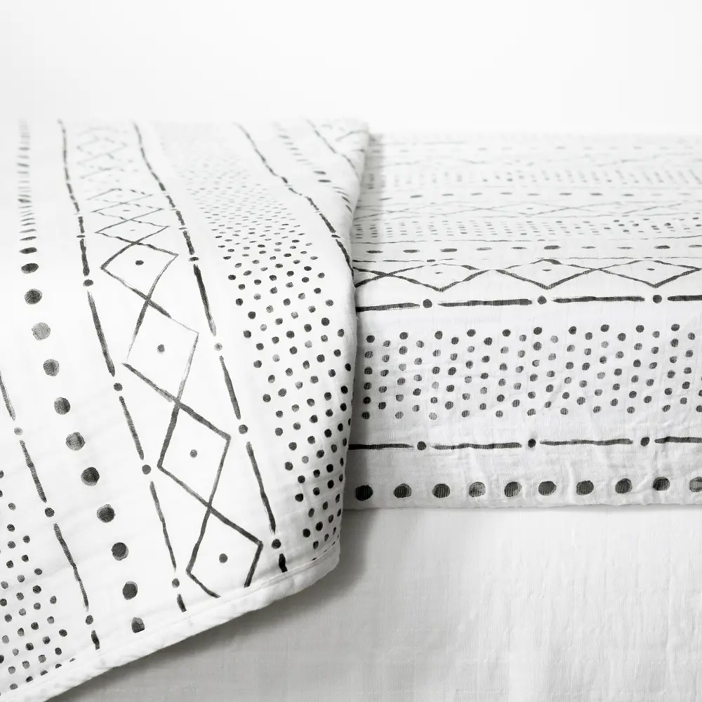 12808 Dreamit Gray 3-Piece Muslin Crib Bedding Set-1