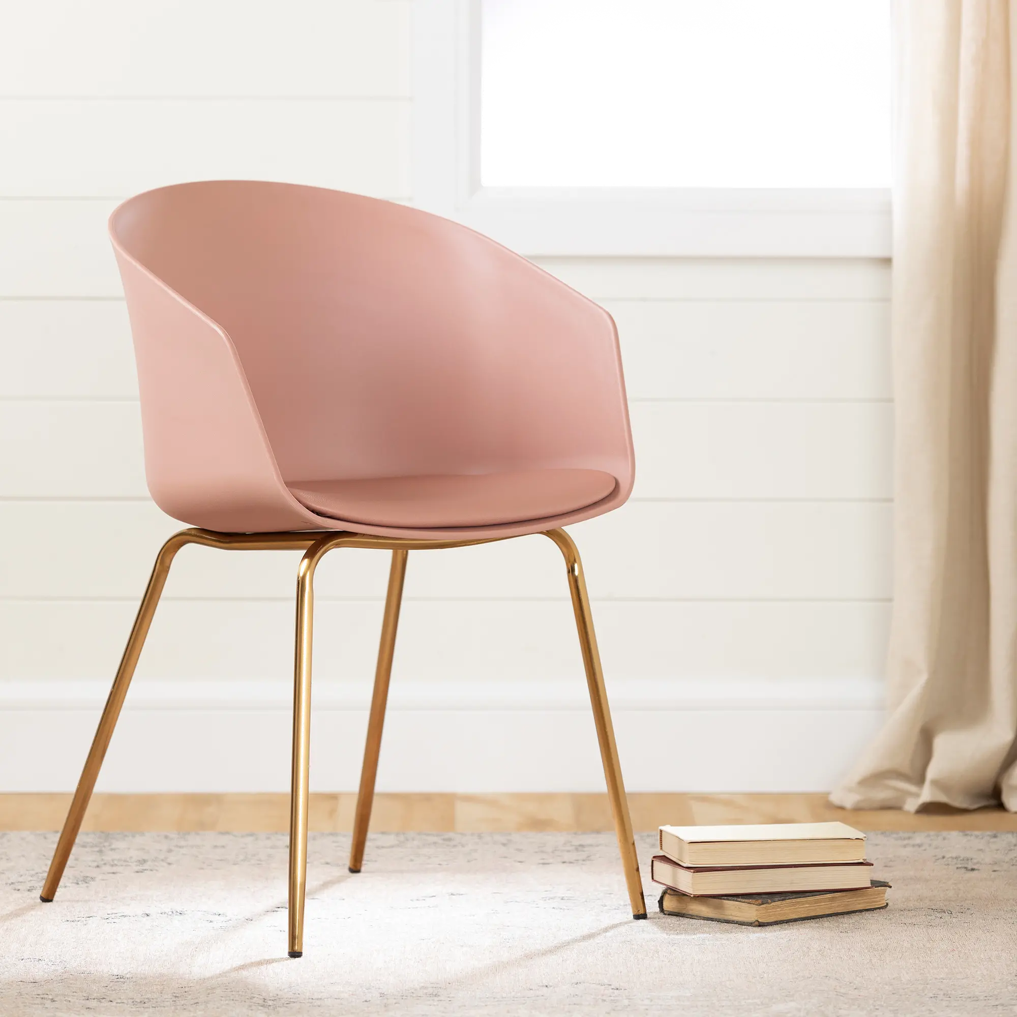 Flam Pink Chair with Gold Metal Legs