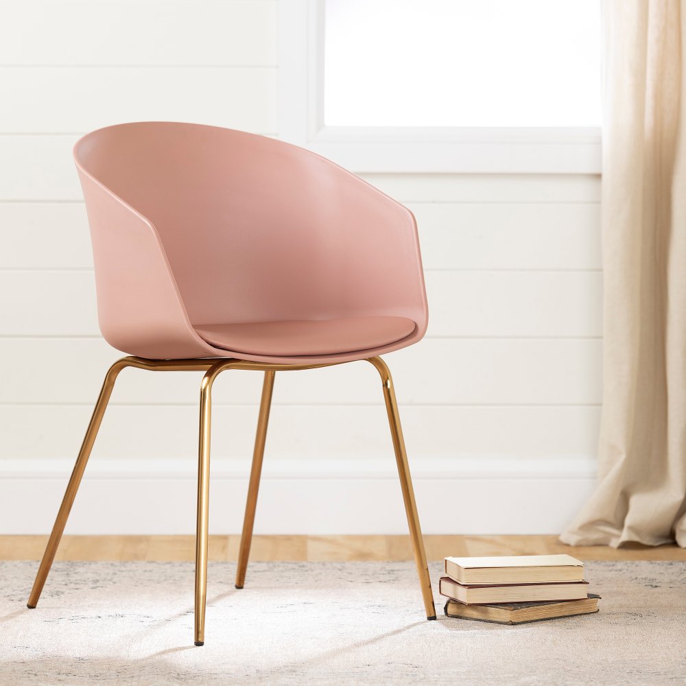 Flam Pink Chair with Gold Metal Legs