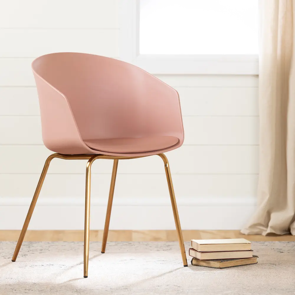 100400 Flam Pink Chair with Gold Metal Legs-1
