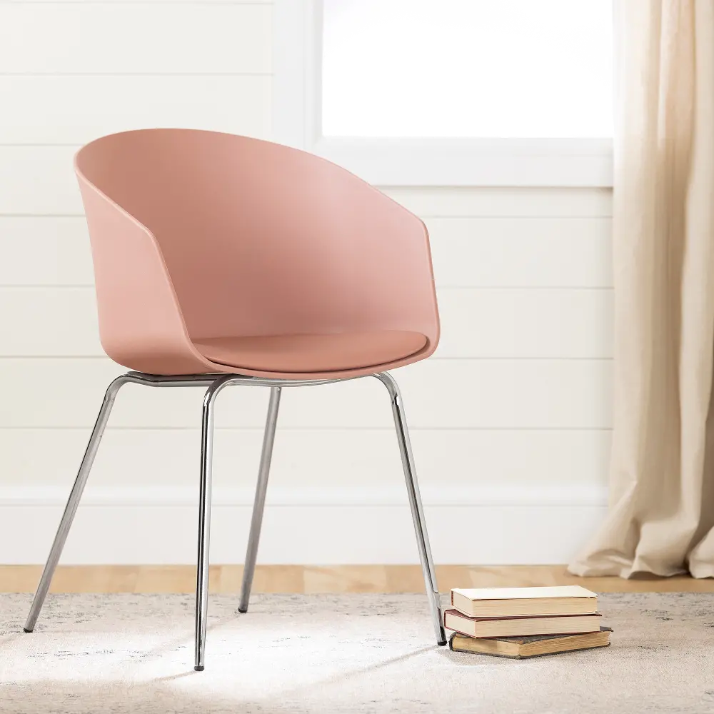 100401 Pink and Silver Chair with Metal Legs - Flam-1