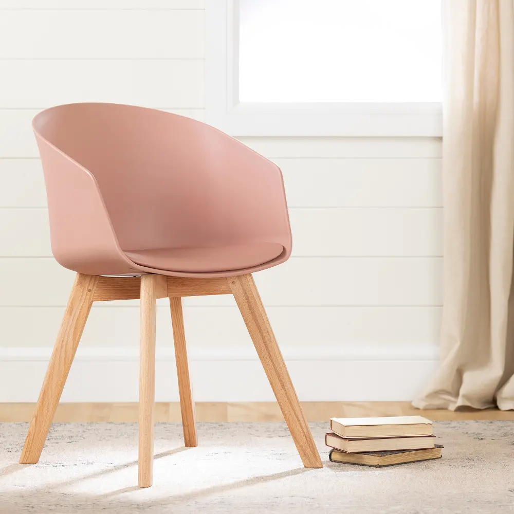 100402 Flam Pink and Natural Dining Room Chair - South Shore-1