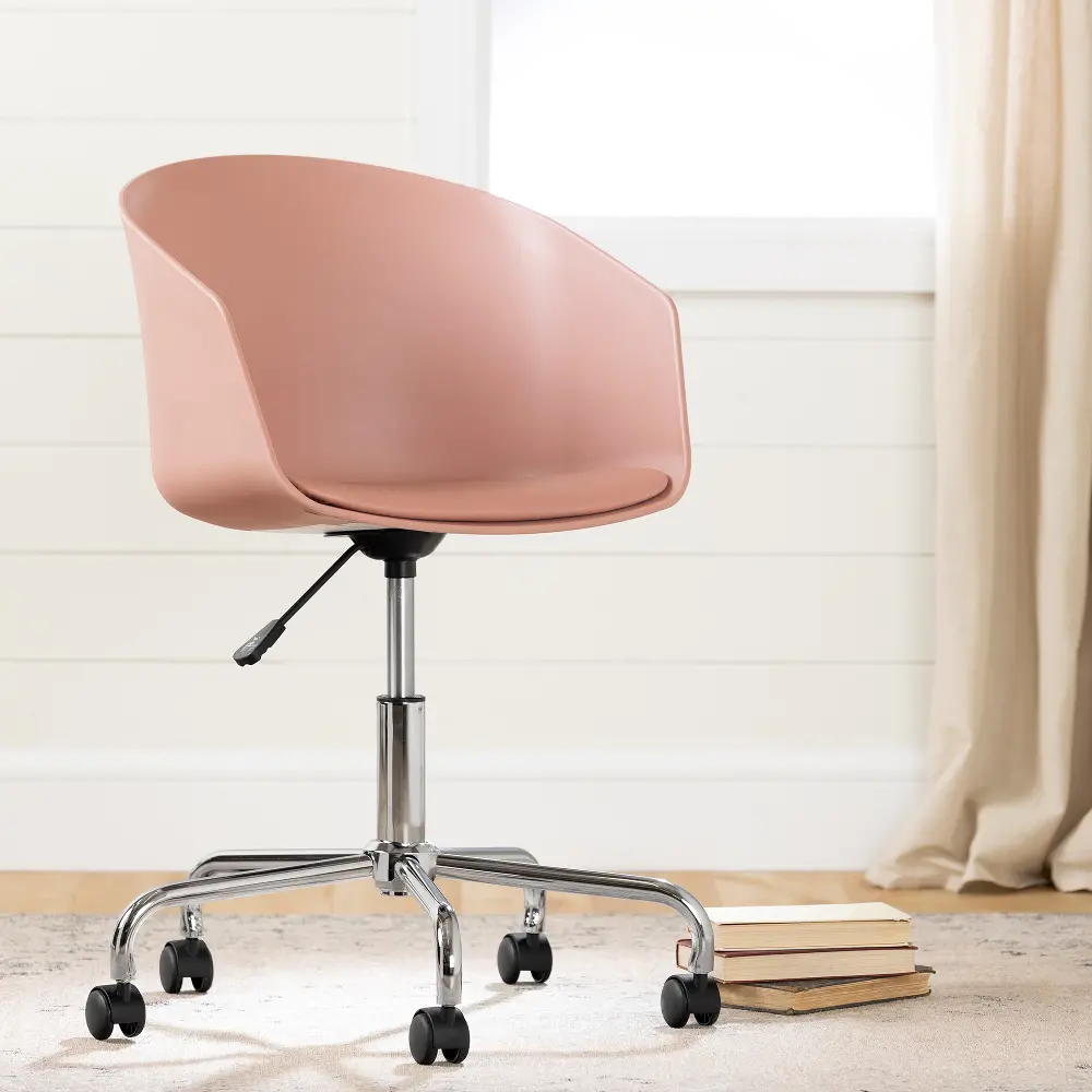 100403 Flam Pink and Chrome Swivel Chair-1