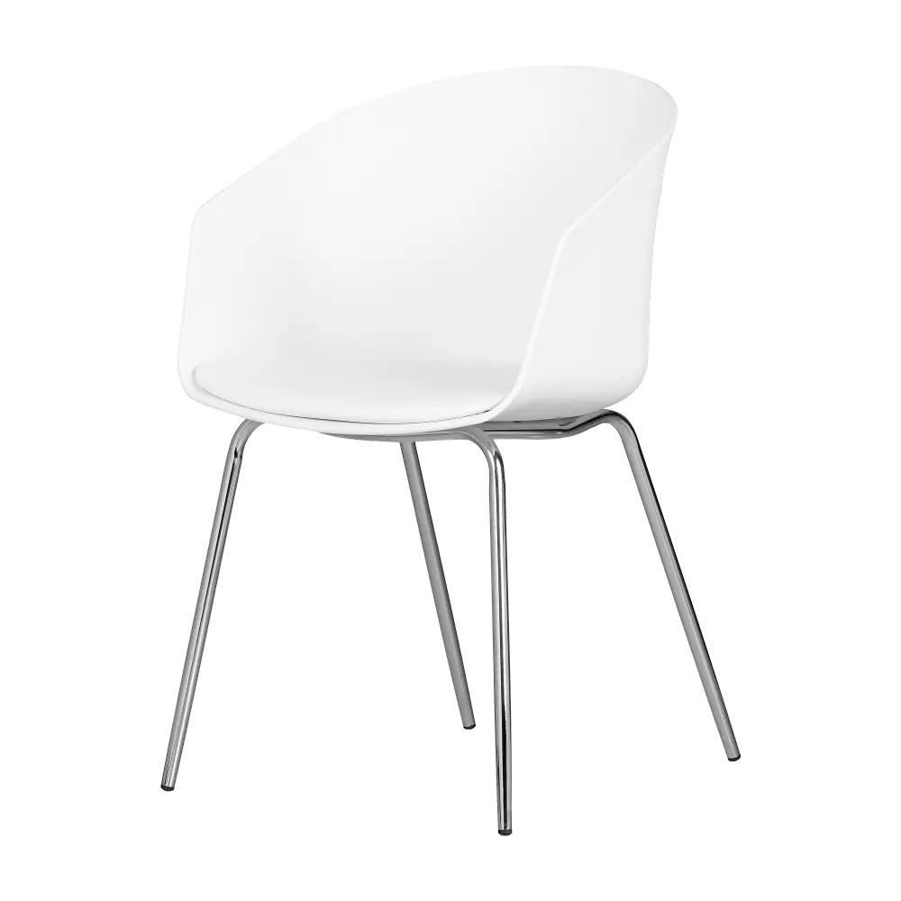 100405 White and Silver Chair With Metal Legs-1