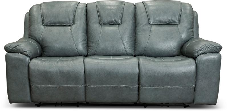 Blue Gray Power Reclining Sofa With, How To Hide The Back Of A Reclining Sofa