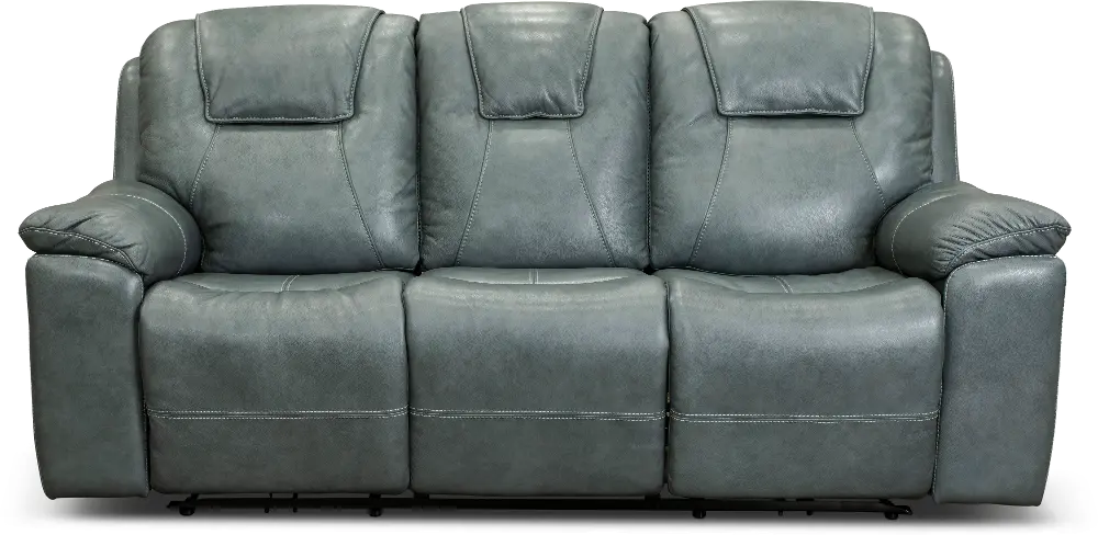 Chandler Blue Gray Power Reclining Sofa with Hidden Cup Holders-1