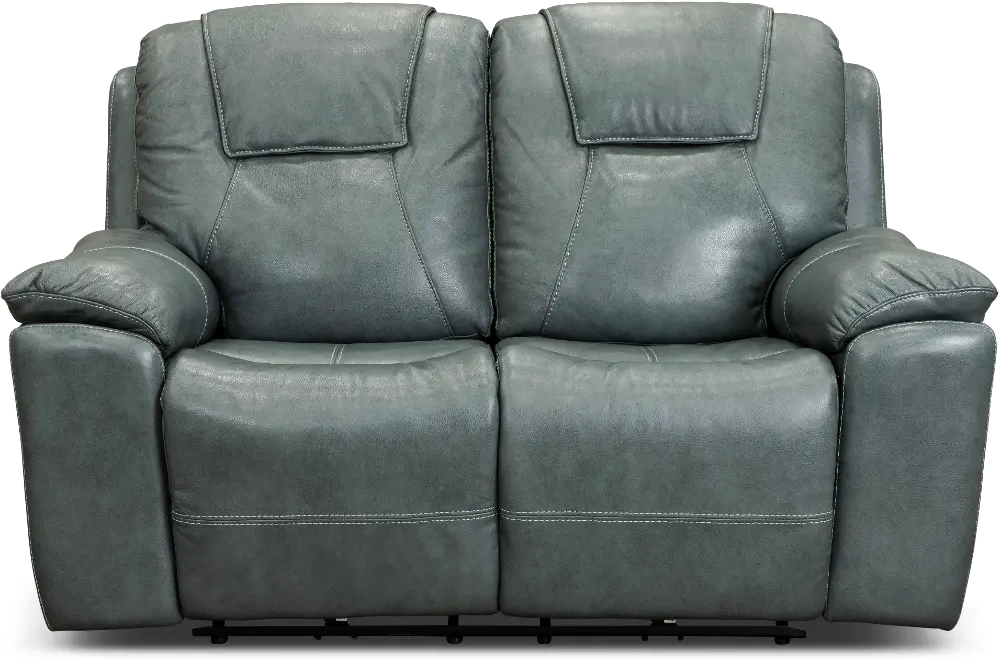 Chandler Blue Gray Power Reclining Loveseat with Hidden Cup Holders-1