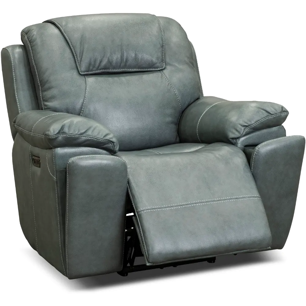 Chandler Blue Gray Wall Saver Power Recliner with Hidden Cup Holders-1