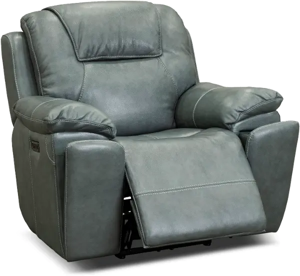 Chandler Blue Gray Wall Saver Power Recliner With Cup Holders Rc Willey Chandler Blue Gray Wall Saver Power, Light Blue Leather Reclining Sofa Set