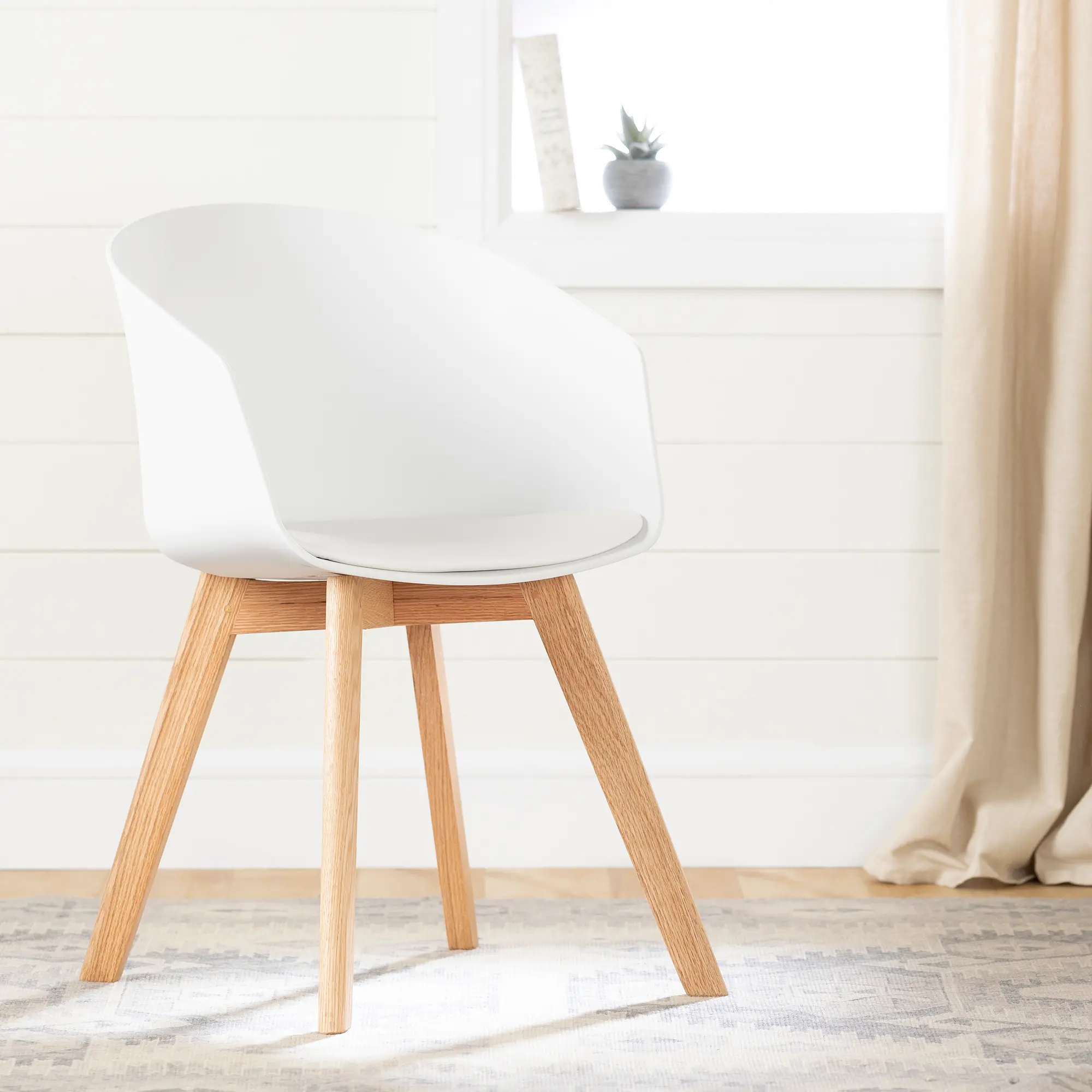 Flam White Chair with Wooden Legs