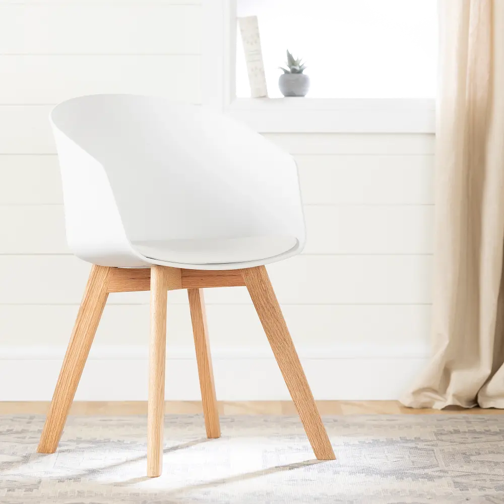 100406 Flam White Chair with Wooden Legs-1
