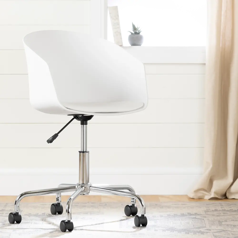 100407 Flam White and Chrome Swivel Chair-1