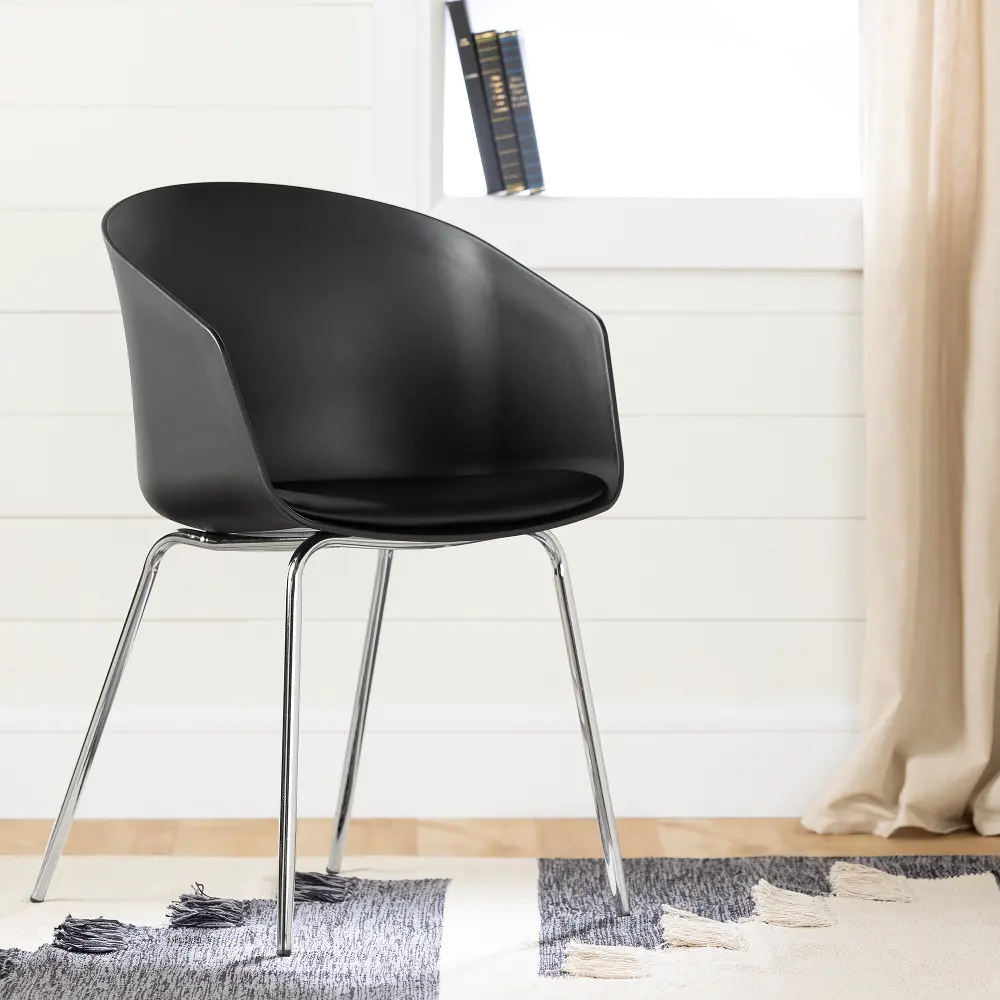 100409 Black and Silver Chair with Metal Legs - Flam-1