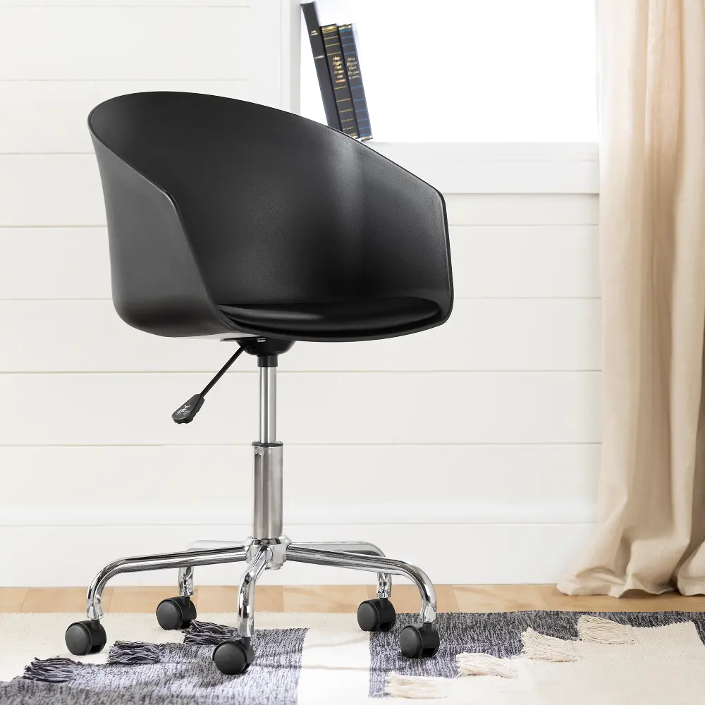 100411 Flam Black and Chrome Swivel Chair-1