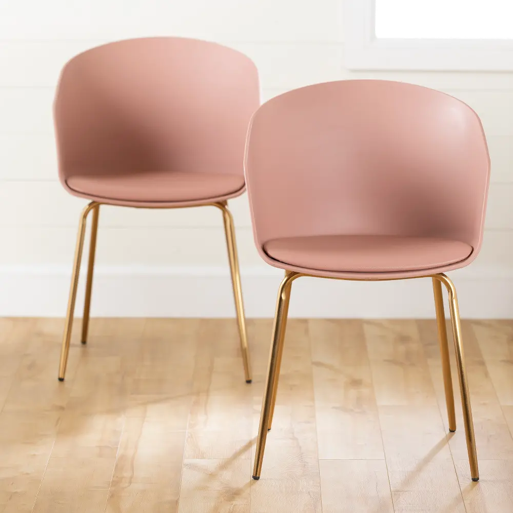 100412 Set 2 Pink And Gold Dining Chairs- Flam-1