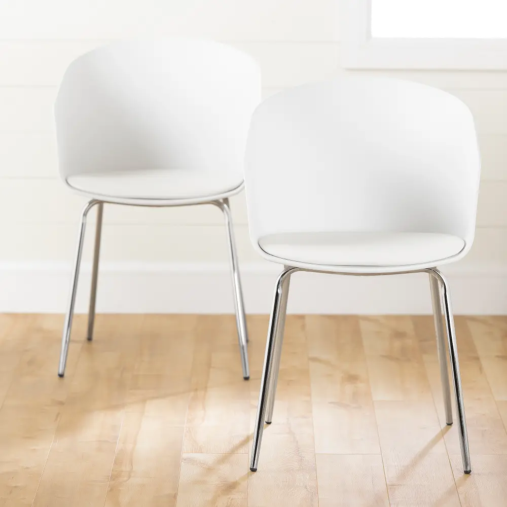 100416 Set 2 White And Silver Dine Chairs- Flam-1