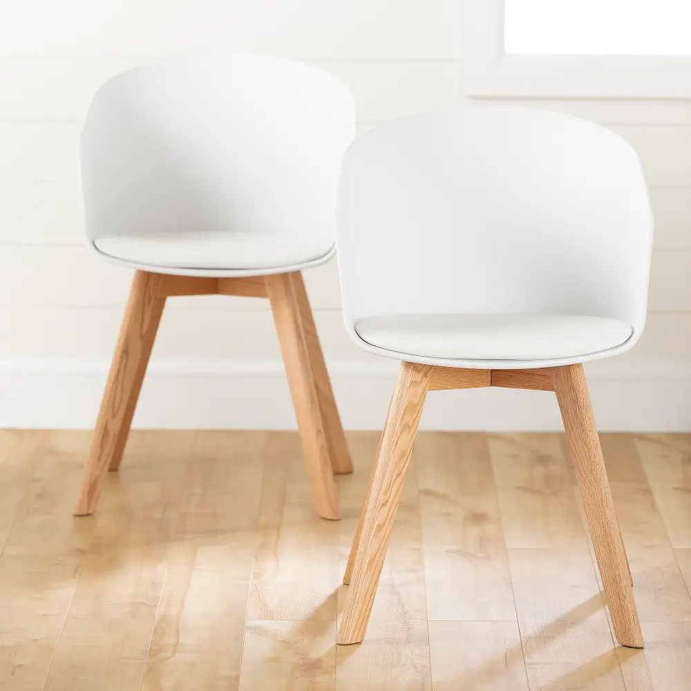 100417 Set 2 White And Wood Dining Chairs- Flam-1