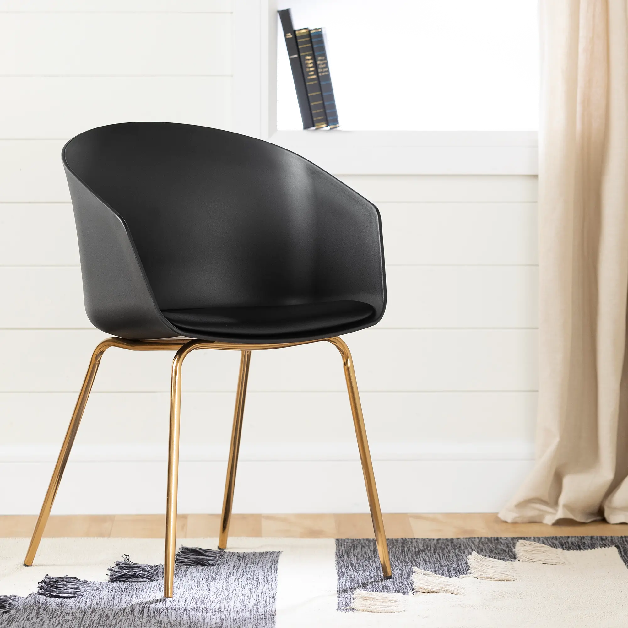 Black Chair with Gold Metal Legs - Flam