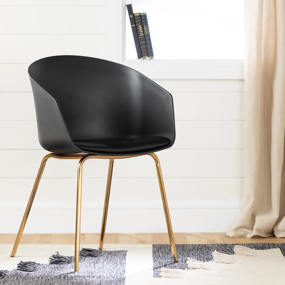 100408 Black Chair with Gold Metal Legs - Flam-1