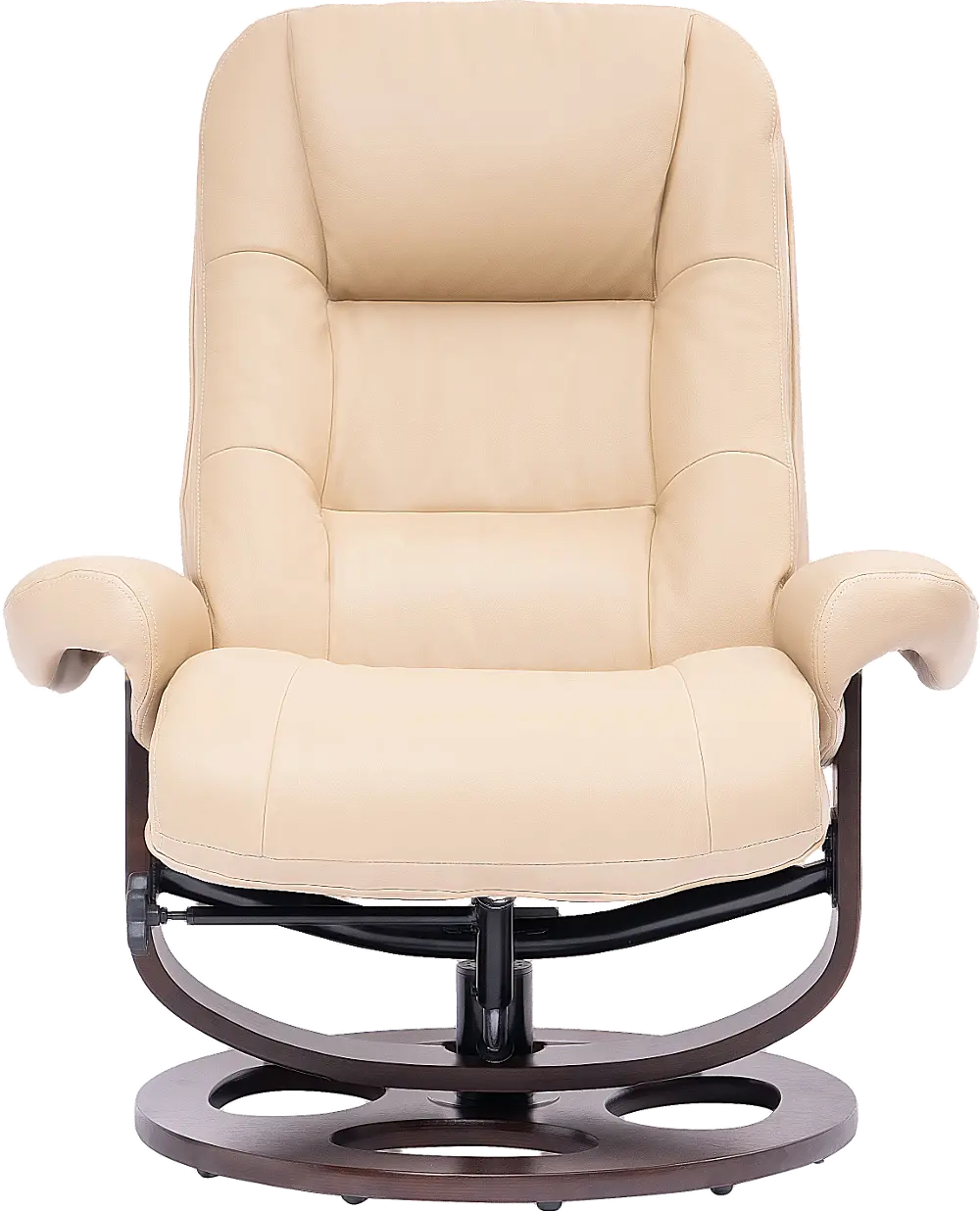 Wasatch Ivory Leather Swivel Recliner with Matching Ottoman-1