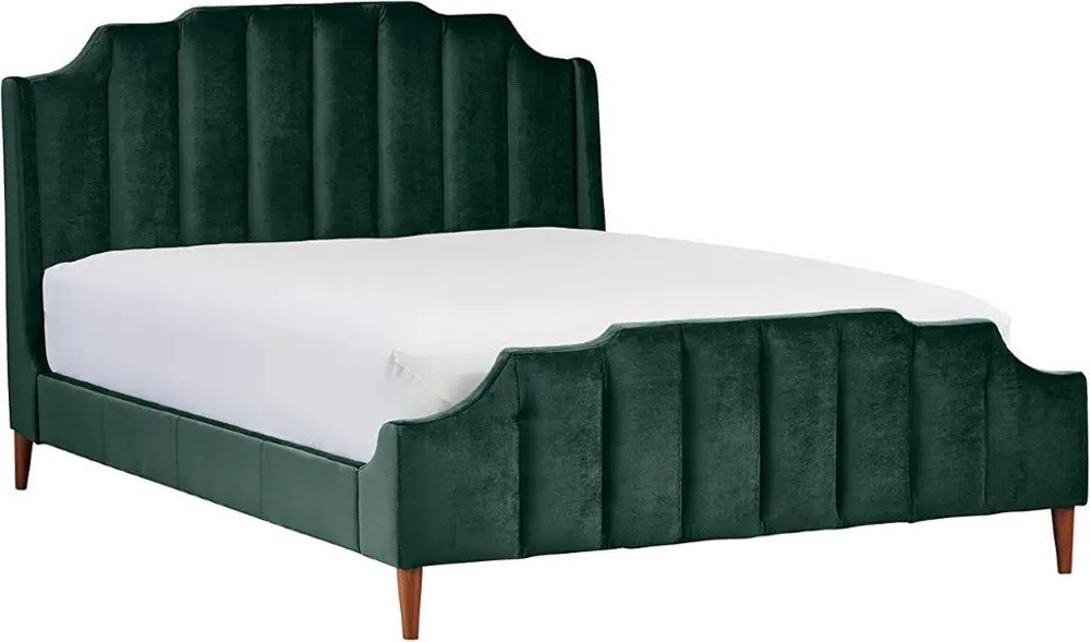 Jade Green Queen Upholstered Bed - Modern Eclectic-1