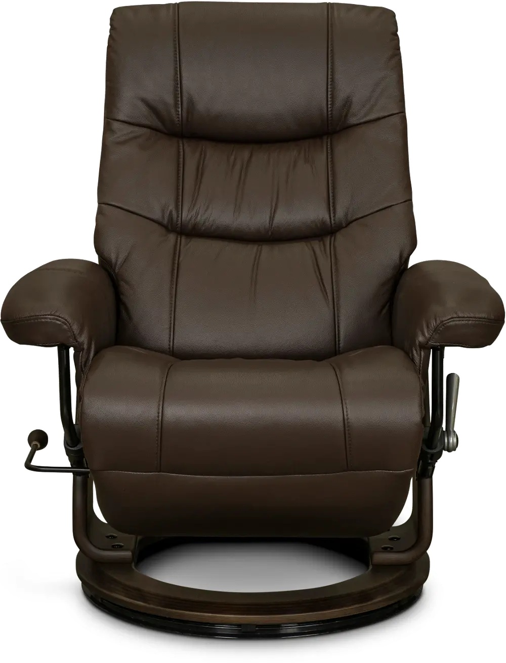 Flip-Up Brown Leather Swivel Recliner-1