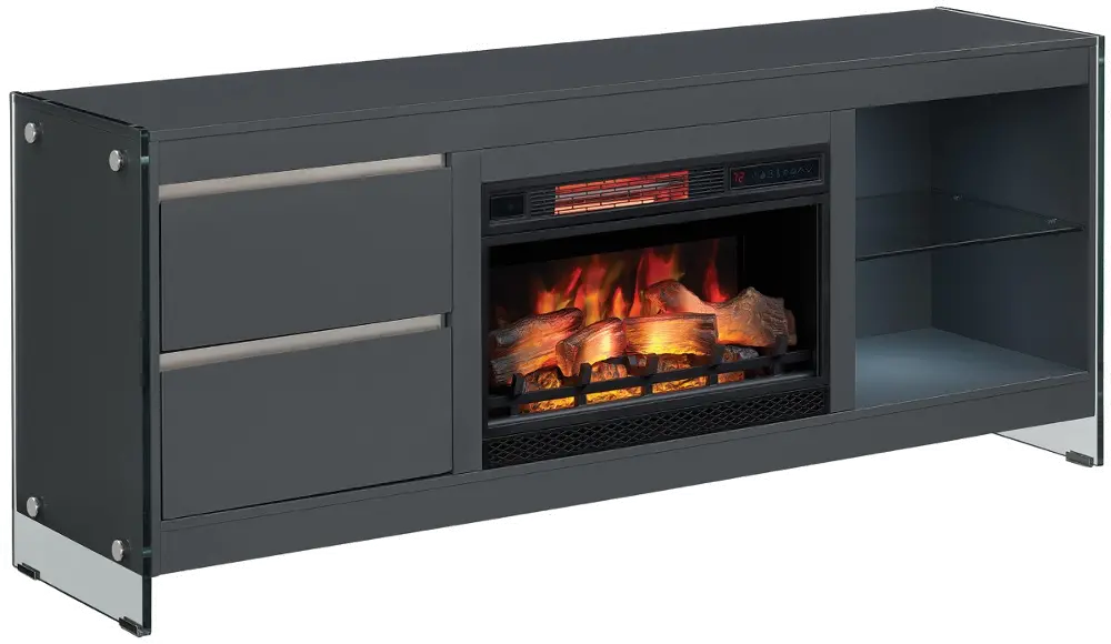 Modern Minimalist Electric Fireplace TV Console-1