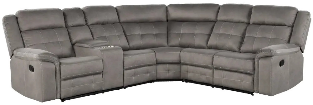 Keystone Gray 3 Piece Reclining Sectional with Console-1