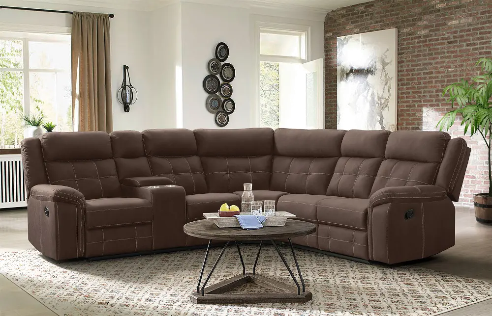 Keystone 3-Piece Reclining Sectional with Console-1