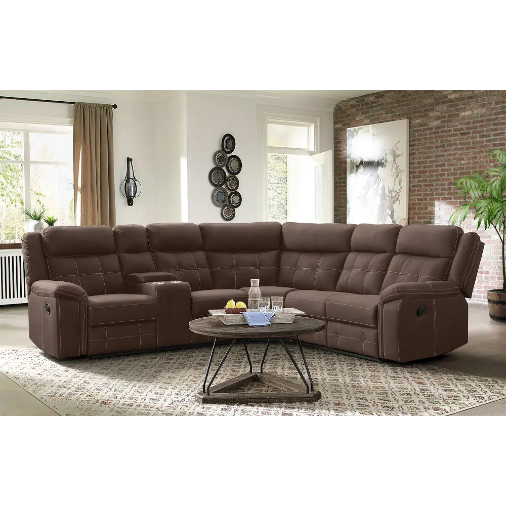 Keystone 3-Piece Reclining Sectional with Console-1