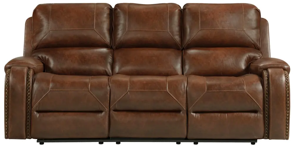 Garrison Brown Reclining Sofa with Drop Down Table-1
