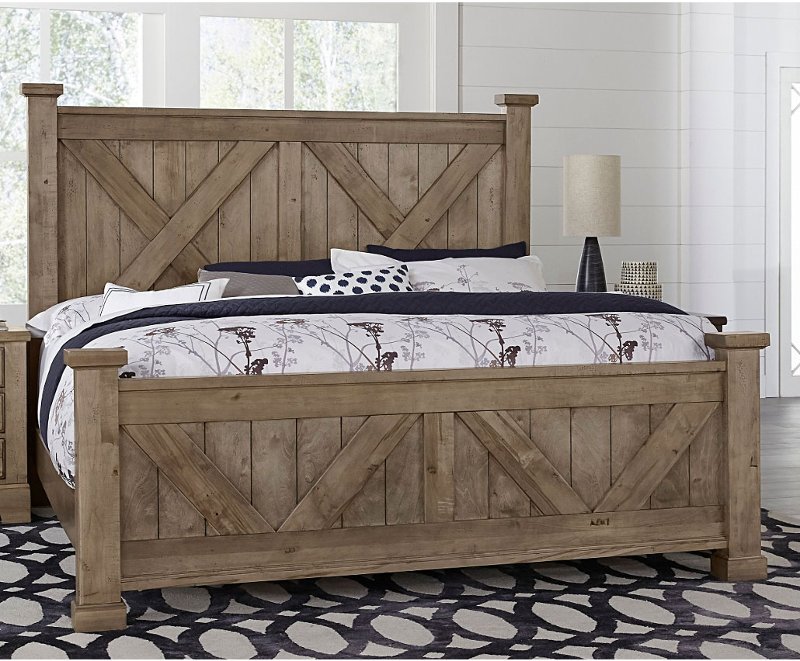 Rustic Stone Gray King Size Bed, Will Queen Size Bed Frame Fit King