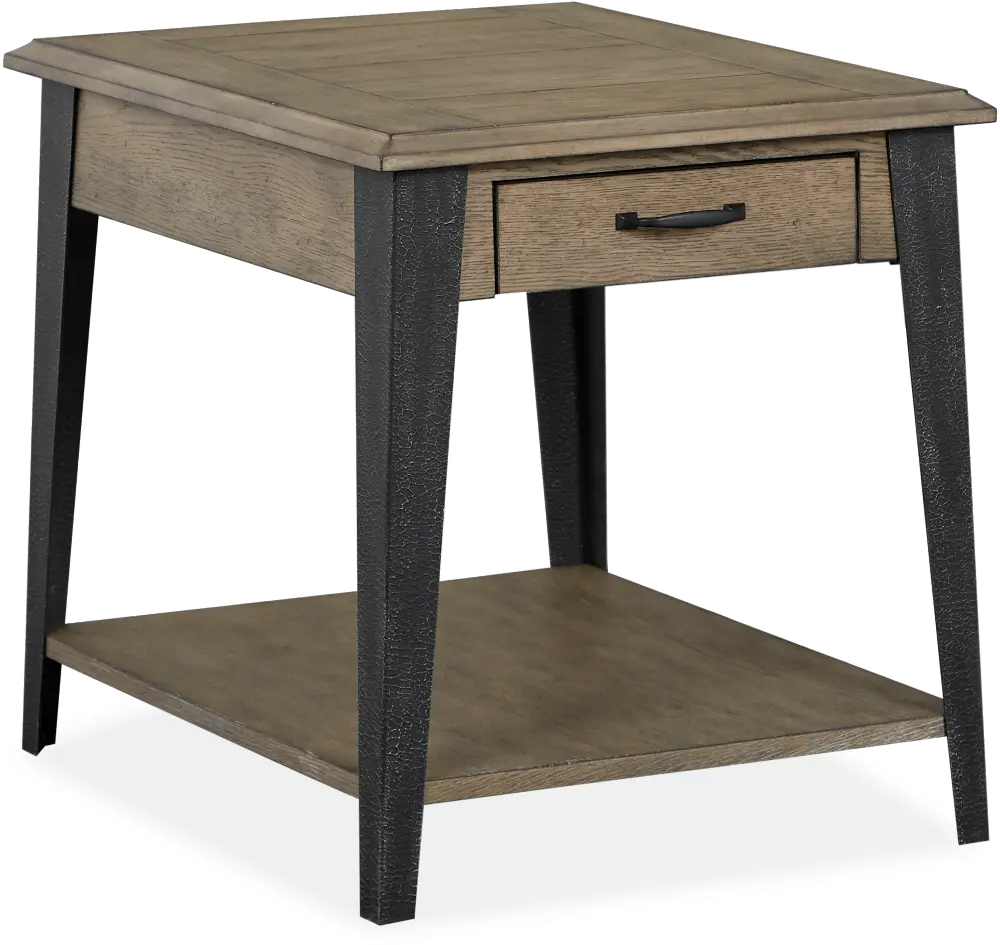 Industrial White Oak and Metal End Table - Butler-1