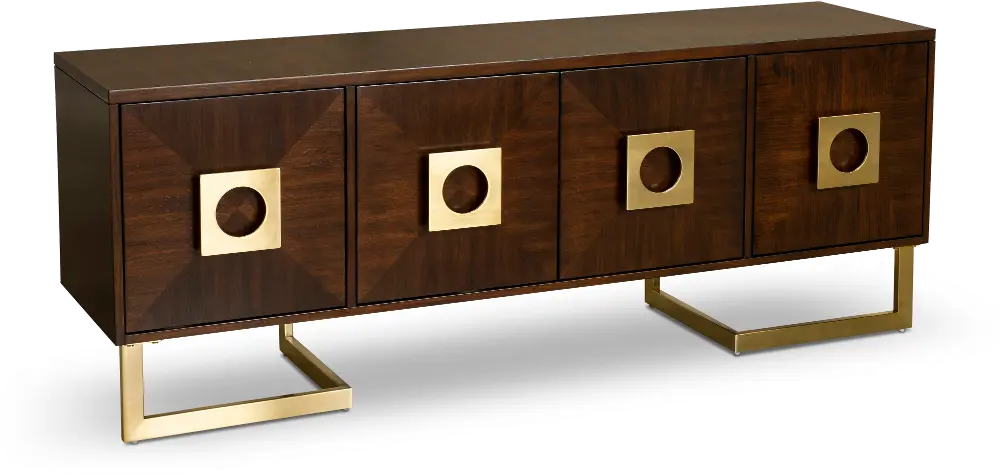 Mid Century Brown and Gold Credenza - Modern Eclectic-1