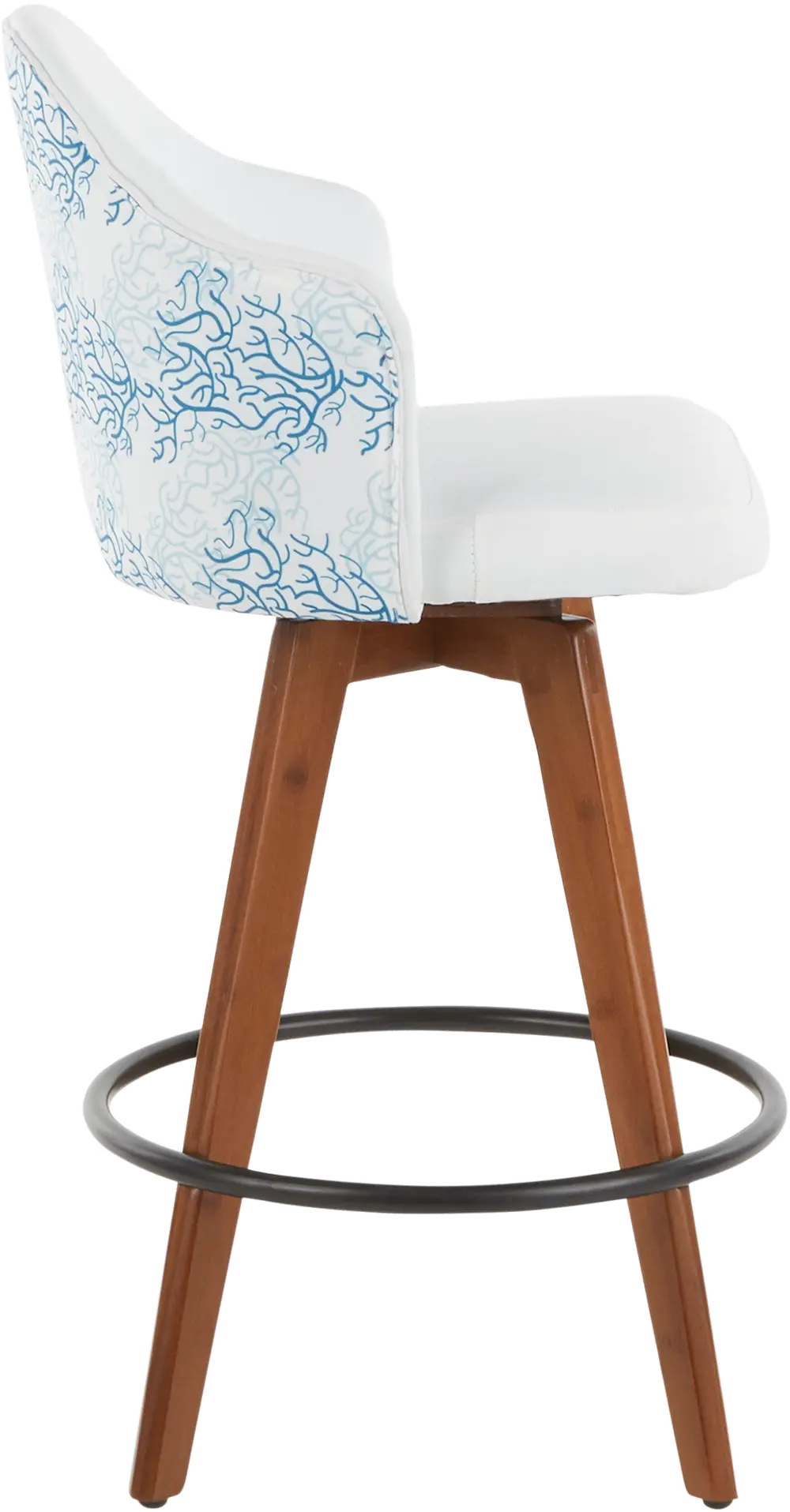 B26-AHOY CORAL WLW Contemporary White and Coral Decorative Swivel Counter Height Stool - Ahoy-1