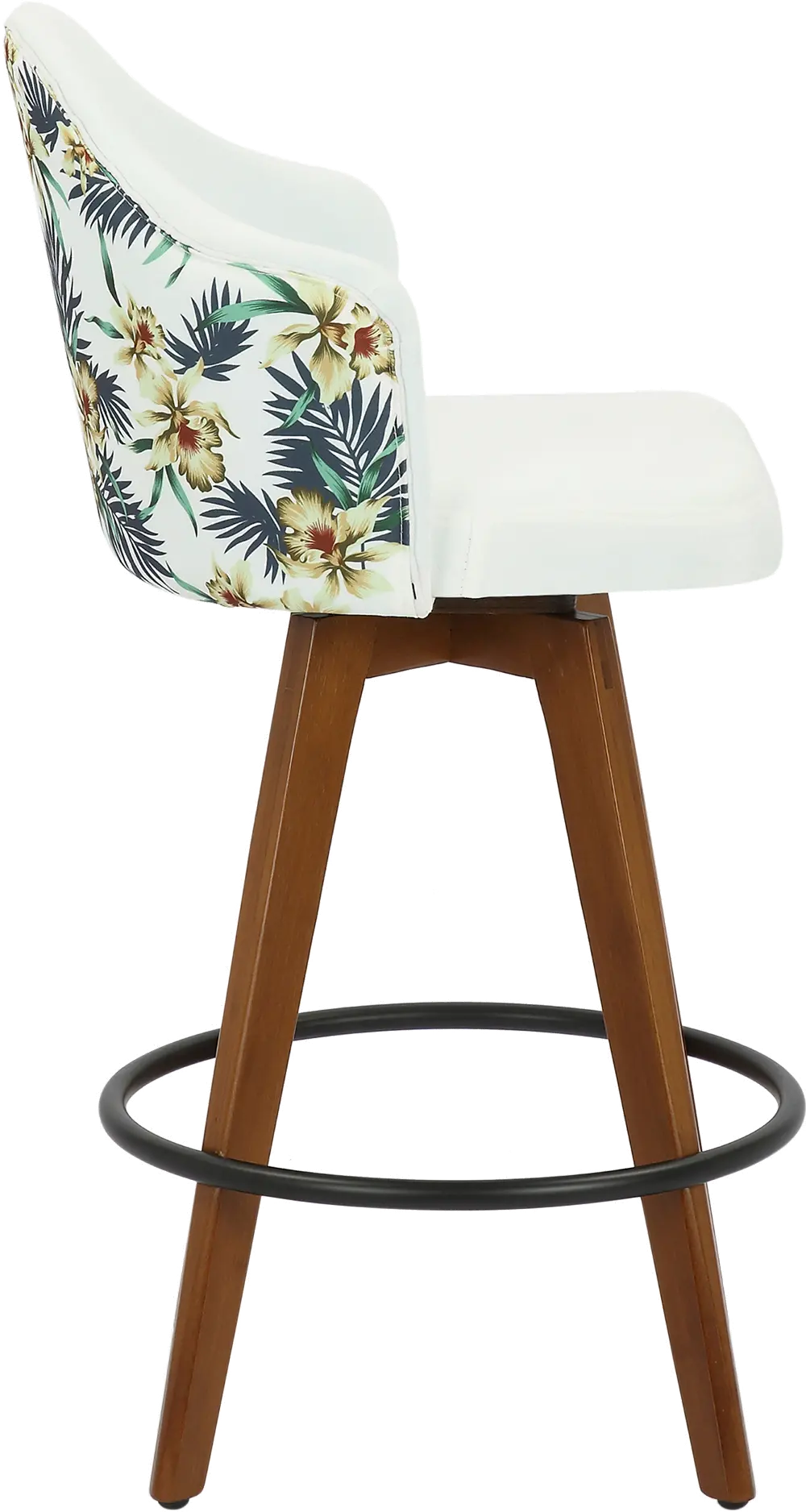 B26-AHOY FLORAL WLW Contemporary White and Floral Swivel Counter Height Stool - Ahoy-1