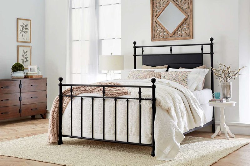 Farmhouse Black Queen Metal Bed, Farmhouse Queen Bed Frame With Storage