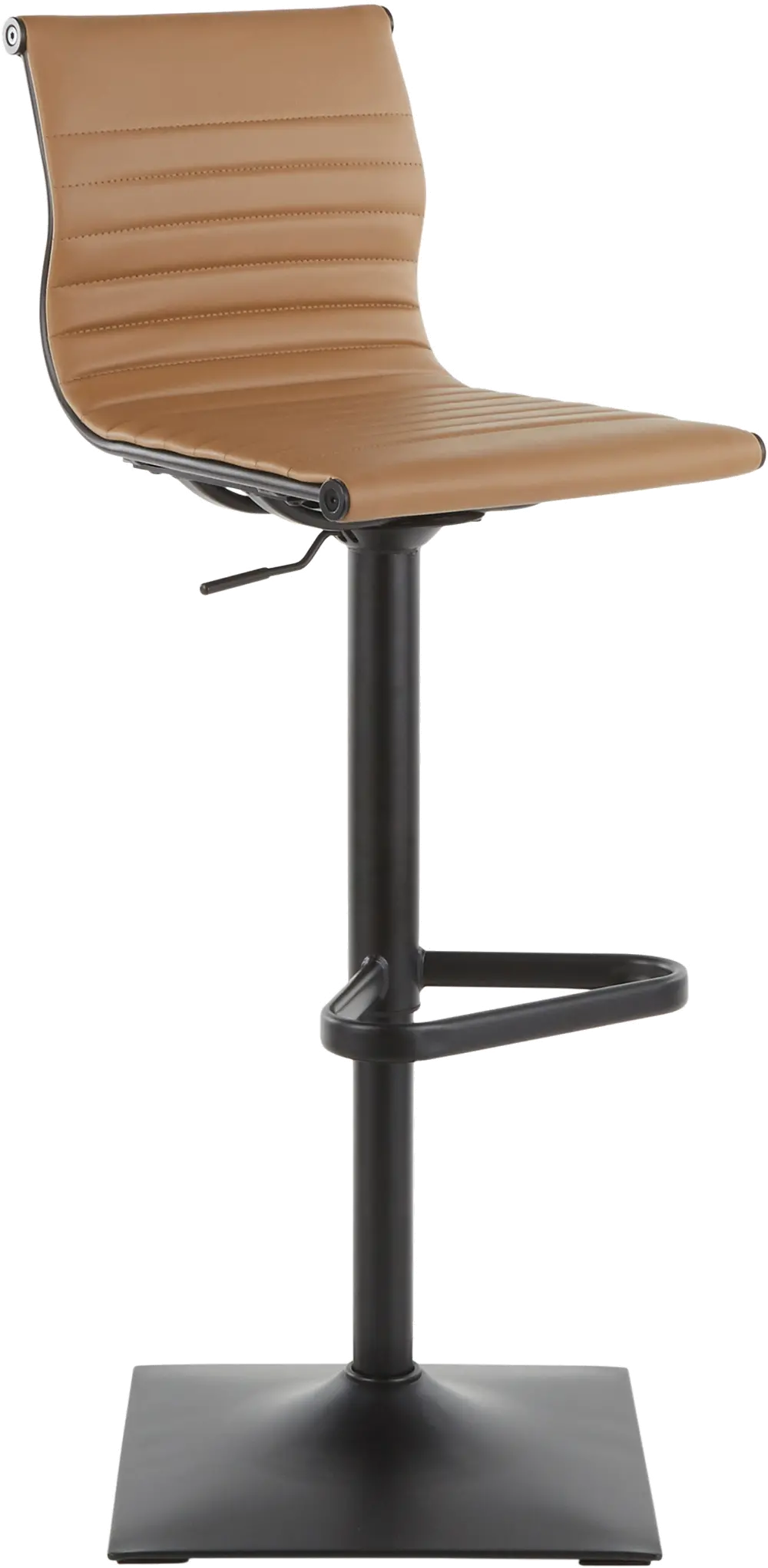 BS-MASTER BKCAM Contemporary Black and Camel Brown Adjustable Swivel Bar Stool - Masters-1
