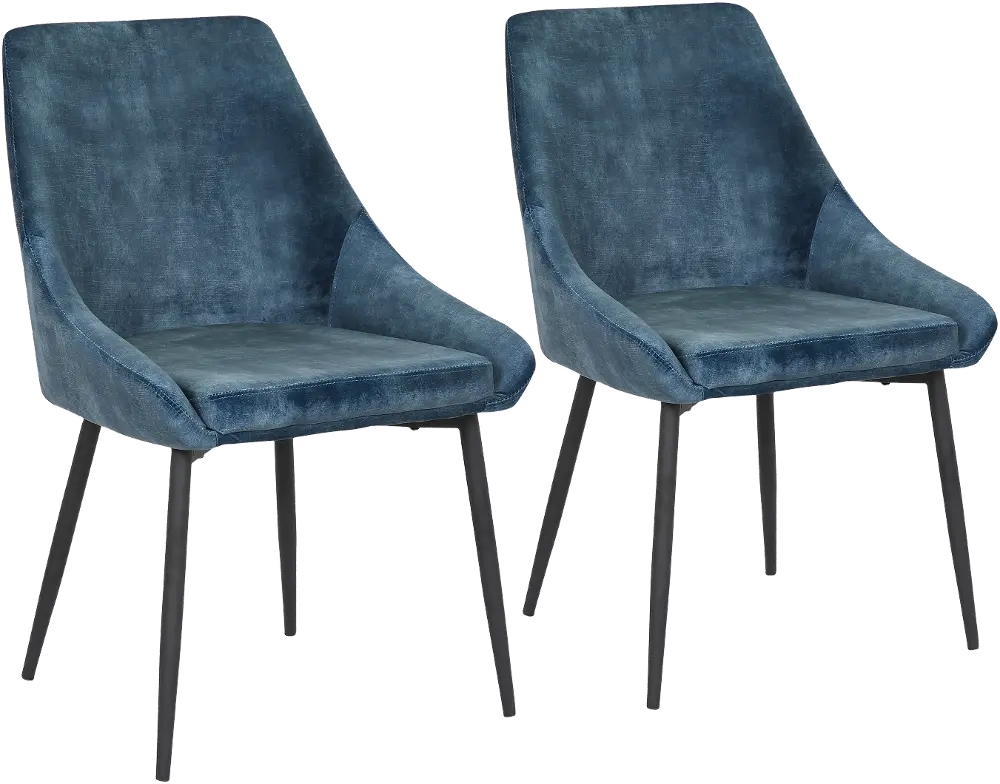 CH-DIANA BKVBU2 Contemporary Blue Velvet Dining Room Chair ( Set of 2) - Diana-1