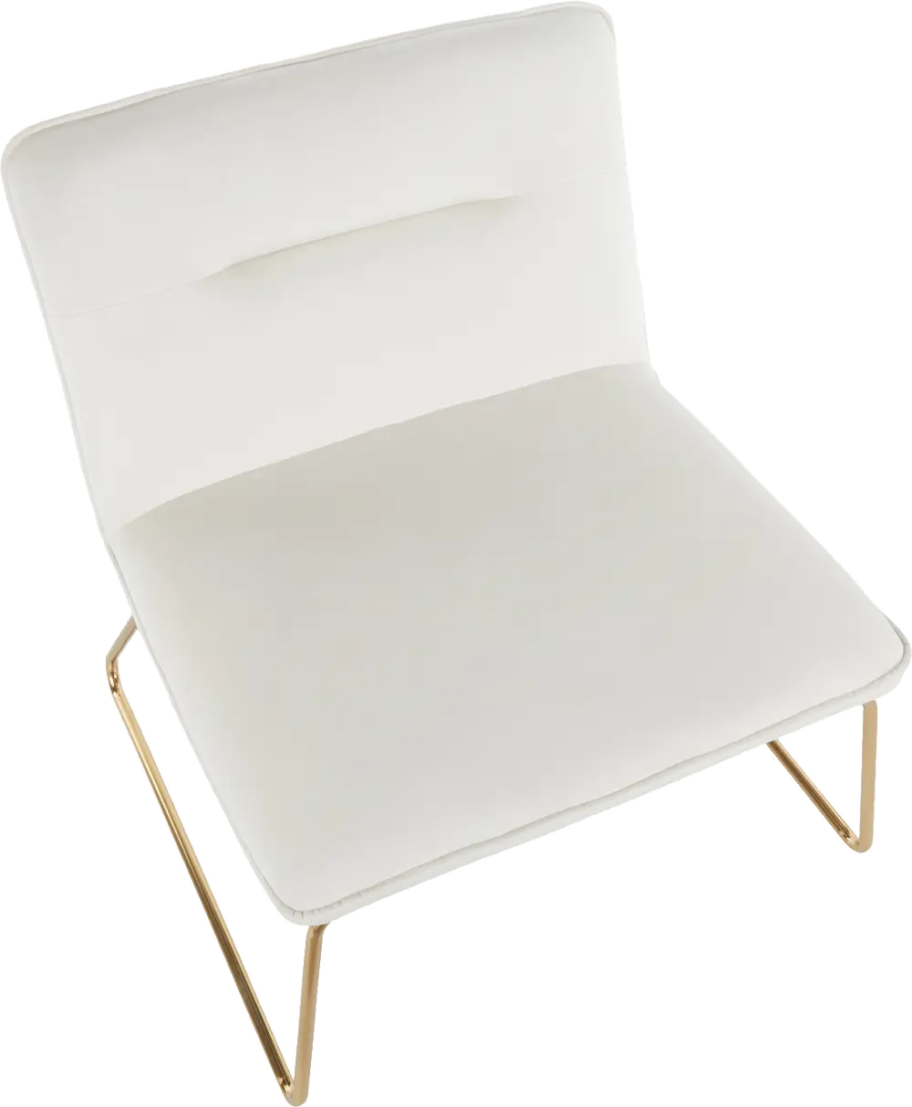 CHR-CASPER AUCR Contemporary Cream Velvet Accent Chair with Gold Metal - Casper-1