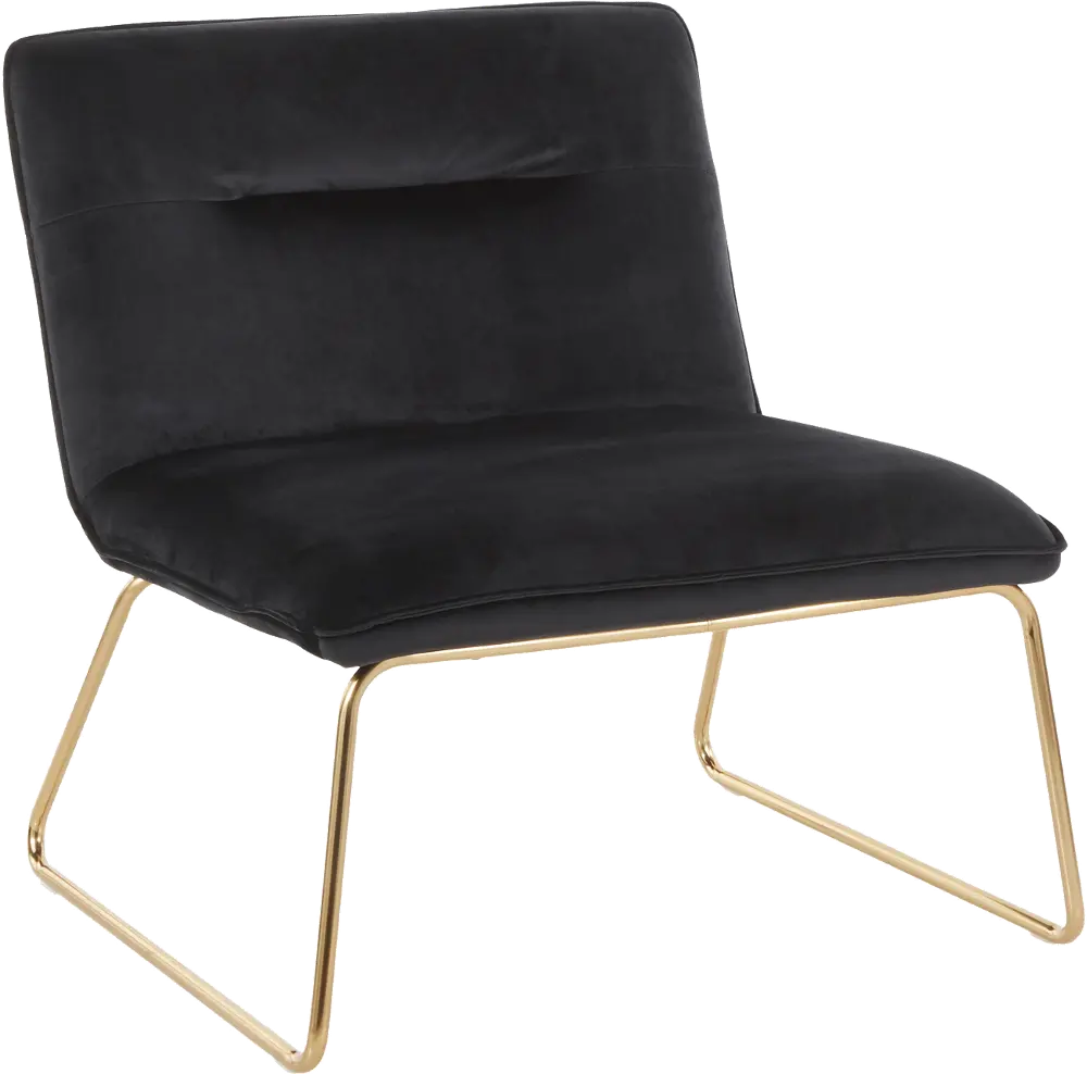 CHR-CASPER AUVBK Contemporary Black Velvet Accent Chair with Gold Metal - Casper-1