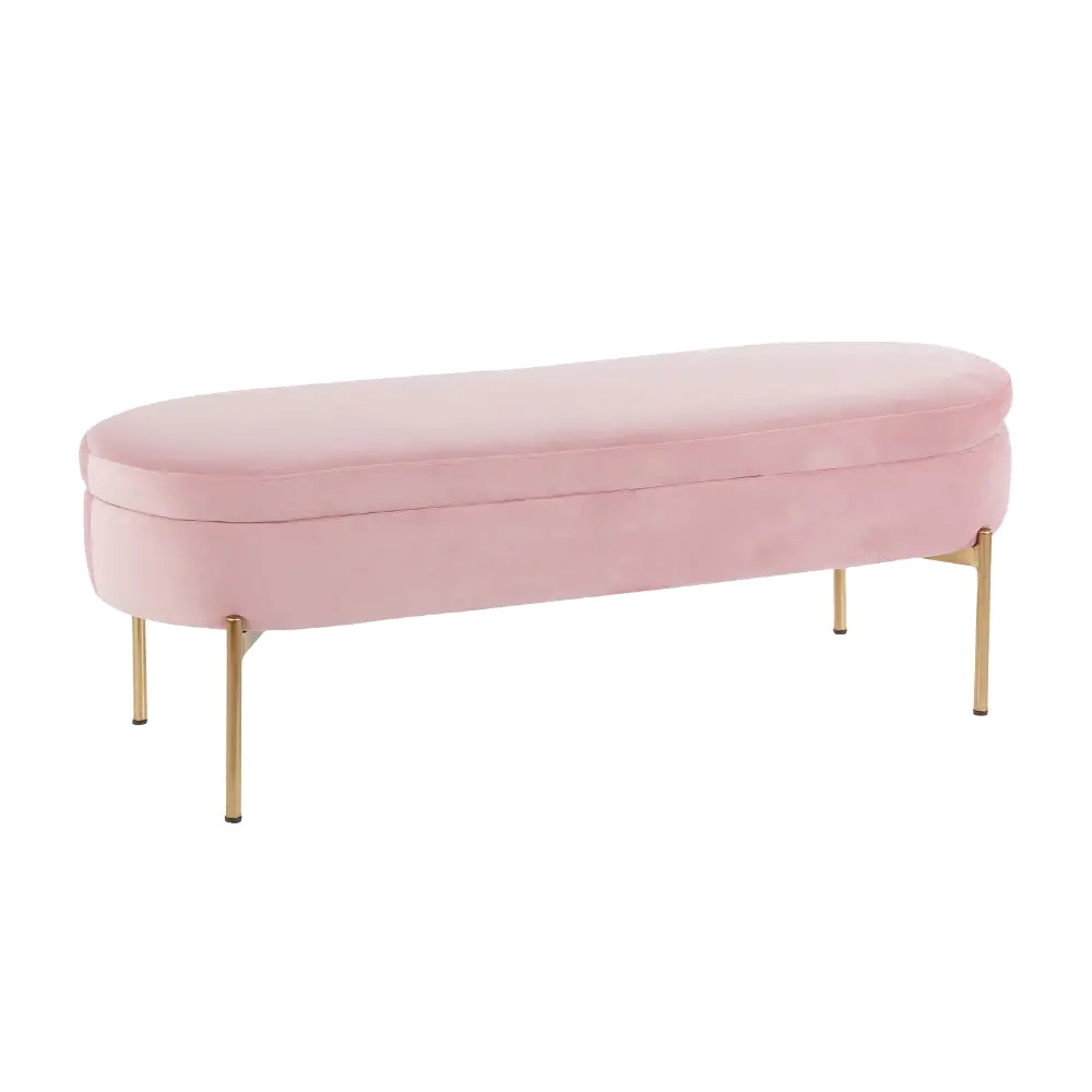 BC-CHLOE SOTR AUVPK Glam Pink Velvet Storage Bench with Gold Base - Chloe-1