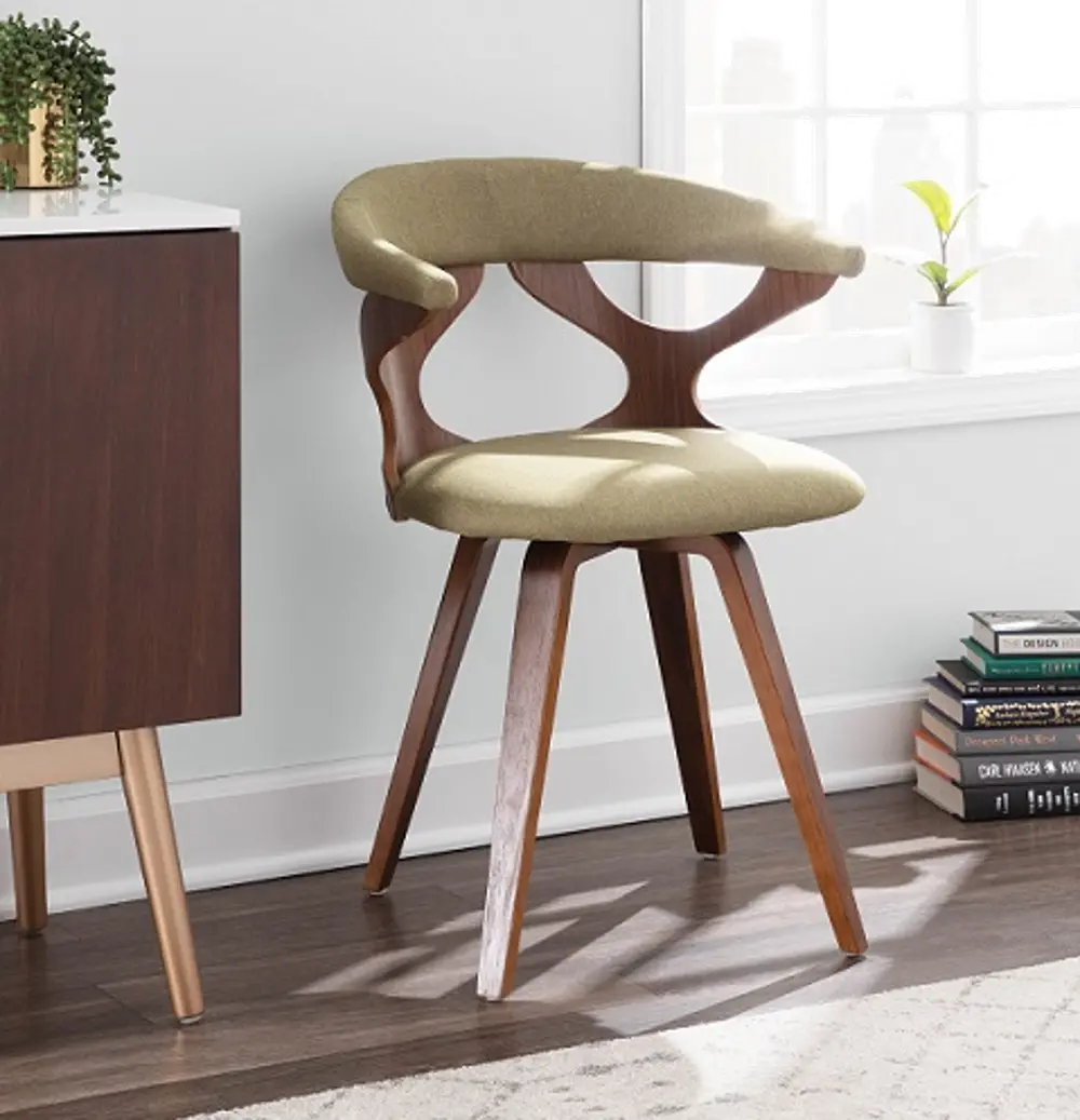 CH-GARD WL+GN Mid Century Modern Green Swivel Dining Chair - Gardenia-1