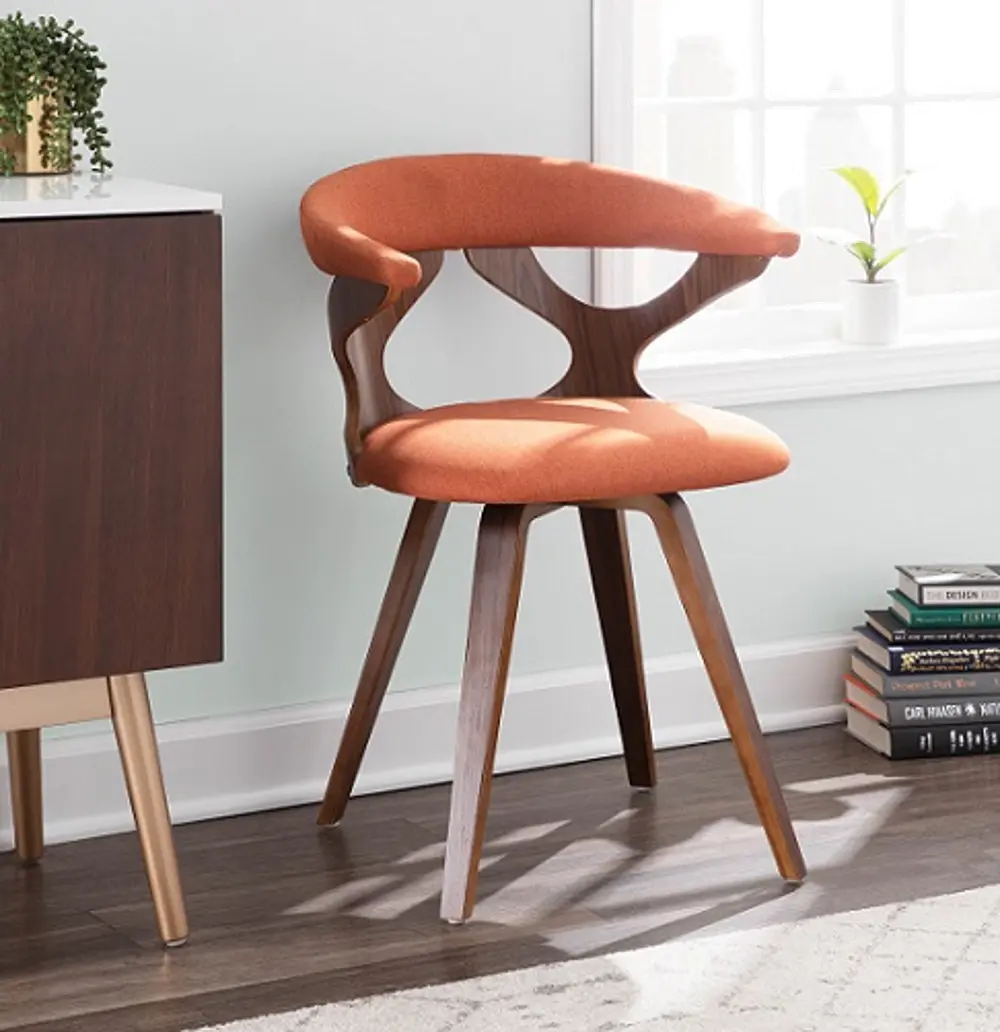 CH-GARD WL+O Mid Century Modern Orange Swivel Dining Chair - Gardenia-1
