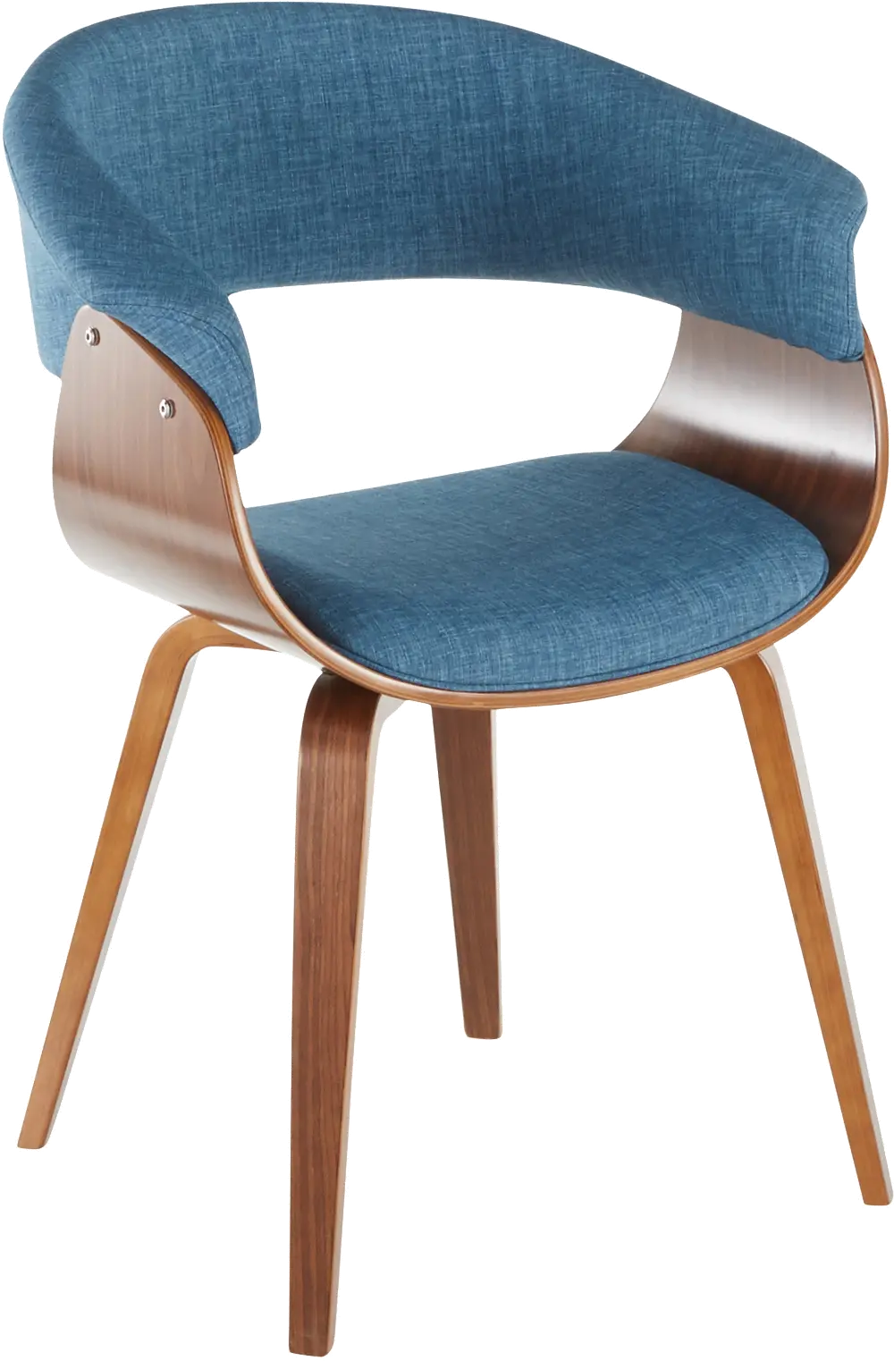 CH-VMONL WLBU Mid Century Brown and Blue Dining Room Chair - Vintage Mod-1